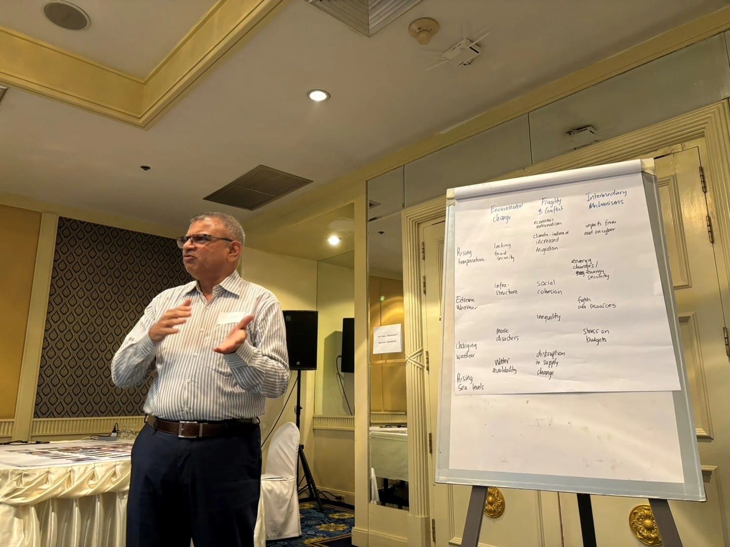 Major General Vijay Chowgule (Retired). An Intelligence and Security structures expert speaks at the Climate Change Conclave on Bangkok on “Driver of Conflict in South East Asia”.