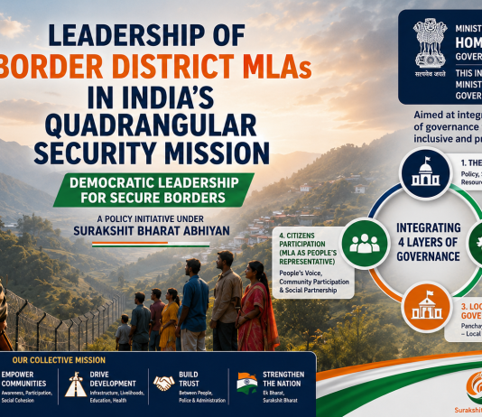 Leadership of Border District MLAs in India’s Quadrangular Security Mission "Strong Borders are Built by Strong Communities, Responsive Governance, and Responsible Democratic Leadership."